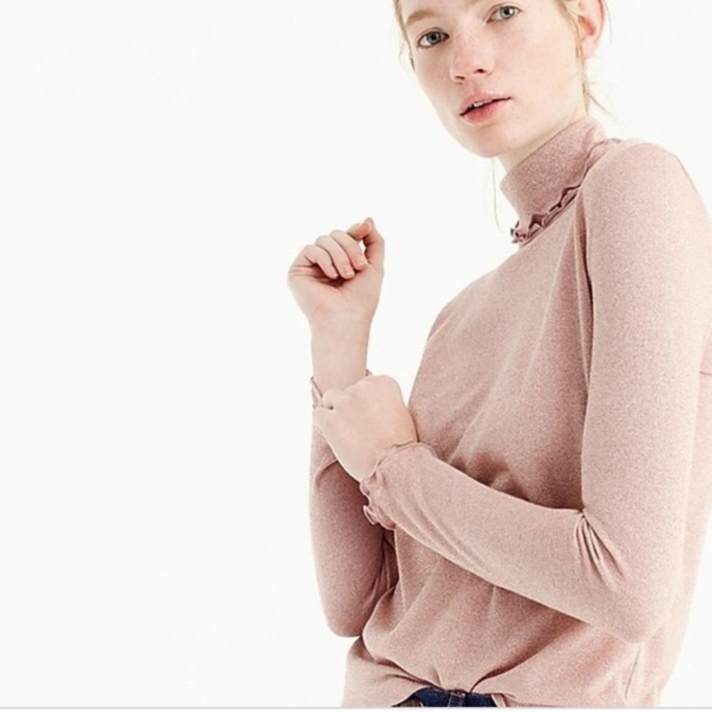J. Crew Tissue Turtleneck Rose Gols Shimmer